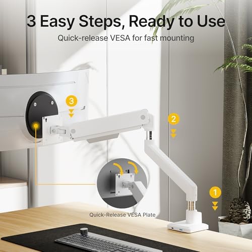 monTEK Single Monitor Arm for Max 45 Inch Ultrawide Screens, Holds 35 Lbs