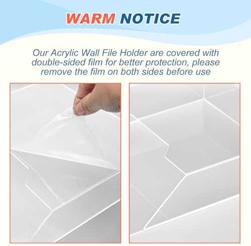 Feifeiya 1 Pcs Clear Acrylic File Holder Wall Mount, 12.6"x9.5"x2.4"
