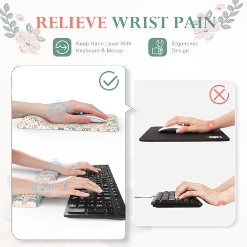 iLeadon Pink Desk Mat Set Cute,Mouse Pad and Keyboard Pad Mat for Desk