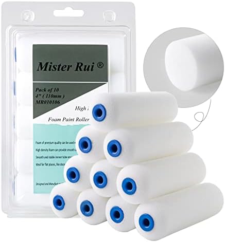 Mister Rui High Density Foam Paint Roller, 10 pcs, 4 Inch Mini Paint Roller