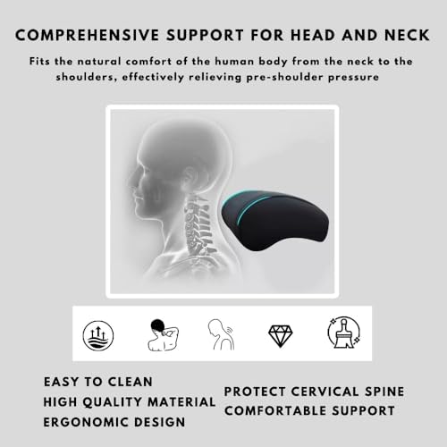 Car Headrest Neck Pillow Support Memory Foam Ergonomic Design Accessory for Driving Seat Fatigue Relief Compatible with Model S X 3 Y & Cybertruck - 2 Pieces