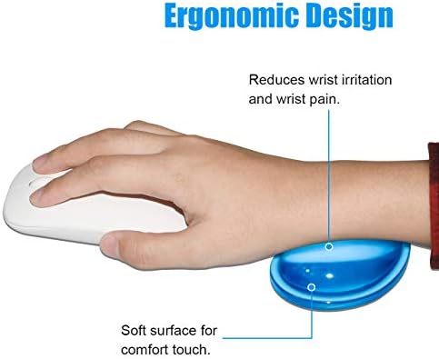 JIKIOU Ergonomic Gel Wrist Rest for Mouse 2 Pack Blue, 4.3x2.7inch