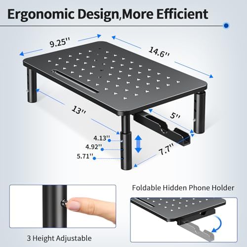 Zimilar 2 Pack Monitor Stand , 3 Height Adjustable Stand with Star Mesh