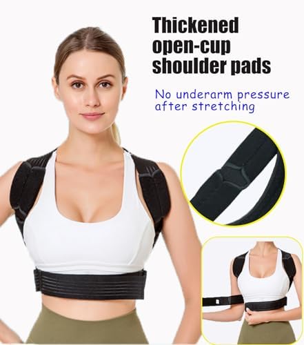 Posture Corrector for Women & Men Adjustable Lightweight Upper Back Brace Support Improve Posture Support Belt for Scoliosis Pain Relief From Shoulder Back Correct Hunchback (Black, Small)