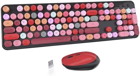 UBOTIE Colorful Wireless Keyboard and Mouse Combo (Black-Colorful)