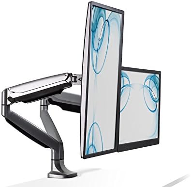 Mount-It! (MI-1772) Dual Monitor Arm Mount Desk Stand Two Articulating Gas Spring Height Adjustable Arms | Fits Up To 32" VESA 75 100 Compatible Screens | C-Clamp and Grommet Bases (Silver)