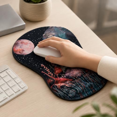 Ergonomic Mouse Pad with Wrist Rest, Mouse Pad with Memory Foam Massage Support, Non-Slip PU Base, Comfortable Typing Cushion for Home Office Computer Laptop, Snail