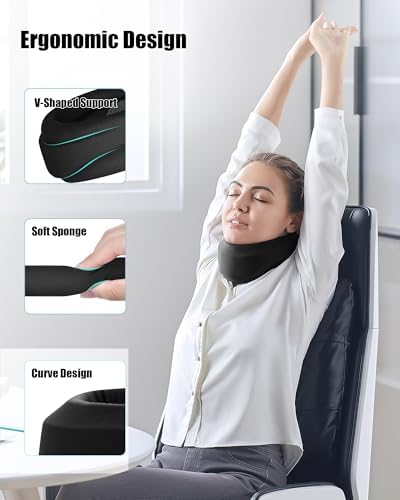 Neck Brace for Sleeping - Cervical Collar Relief Neck Pain and Neck Support Soft Foam Wraps Keep Vertebrae Stable for Relief of Cervical Spine Pressure for Women & Men Jet Black Small Size