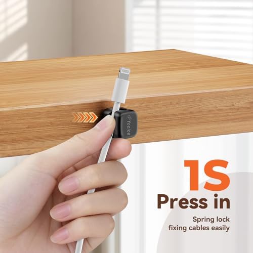 6Pack Cable Clips Cord Organizer for Desk, 360° Rotatable, Black