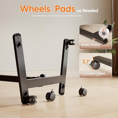 Monomi 25“ Mobile Folding Desk,Pneumatic Sit-Stand Table,No Assembly,Brown