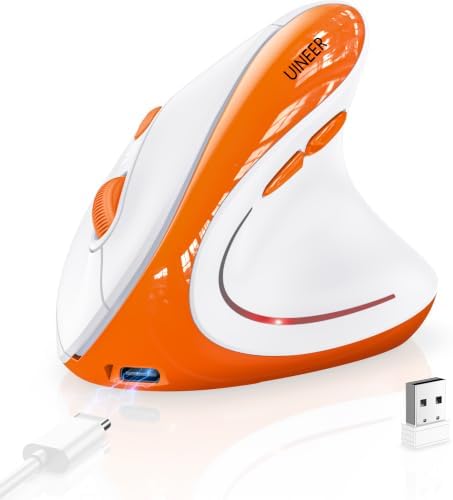 Uineer Vertical Ergonomic Mouse, Wireless Bluetooth Mouse, 3-Device