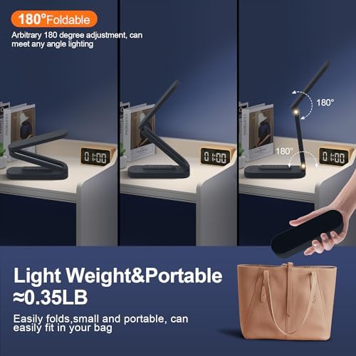 Giryuhd LED Desk Lamp for Office Home & Battery Operated Lamp Rechargeable Lamp Foldable & Portable Light, LED Desk Light Strip, 3 Brightness Dimmable Small Desk Lamp Wireless Reading Lamp
