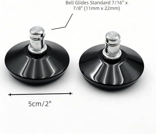 5pcs 2" Bell Glides Replacement Wheels for Office Chair, Adjustable Sliding Wheel Stopper, Fixed Office Chair Wheel(Black)