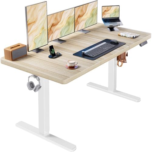 HUANUO 60 x 30 Inch Large Electric Standing Desk, Brushless Motor, Natural