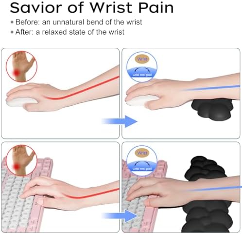 JIKIOU Upgrade Leather Cloud Wrist Rest for Keyboard and Mouse & Cup Pad