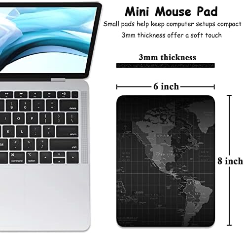 Dapesuom Small Mouse Pad, 6 x 8 Inch Thick Rubber Premium-Textured Non-Slip Portable & Washable Mini Mouse Mat for Women Men Wireless Laptops Keyboard Tray Gaming Work Computer Office Travel, Map