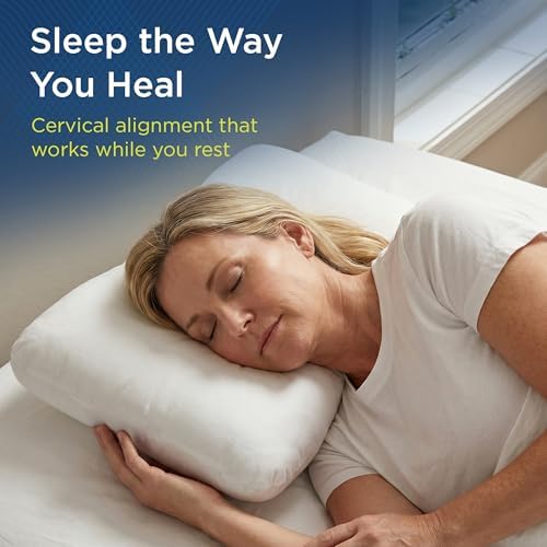 Next-GEN Premium Neck & Cervical Pillow – No Foam Odor Fiber Fill Orthopedic Contour for Neck Pain Relief – Dual Roll for Back & Side Sleepers – Latex Free – Midsize 22"x15" White