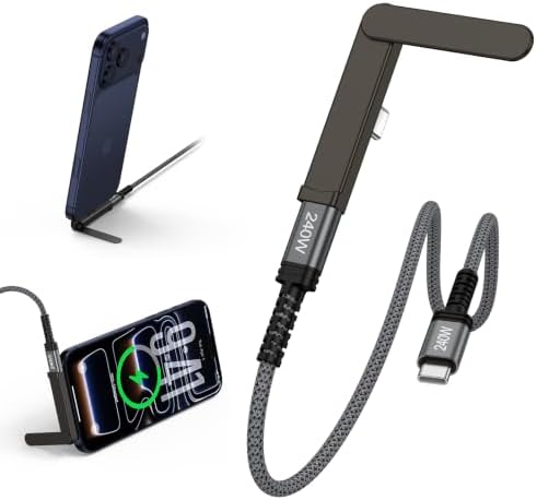 240W USB C to USB C Cable 9FT with Invisible Foldable Stand Charger - Grey