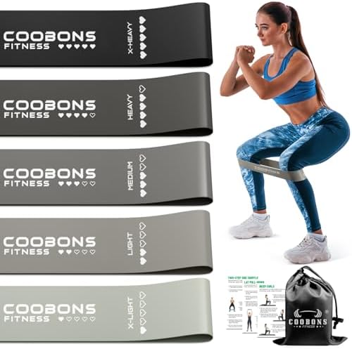 Resistance Bands for Working Out, Exercise Bands Resistance Bands Set with 5 Resistance Levels, Latex Loop Bands for Women Men, Workout Bands for Legs, Glutes, Strength Training, Yoga, Home Gym