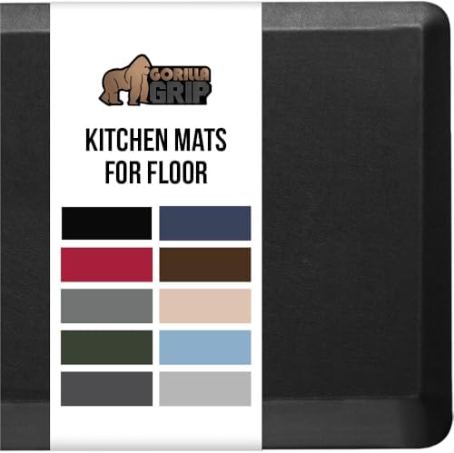 GORILLA GRIP Cushioned Antifatigue Kitchen Mat for Floor, 48x20, Black