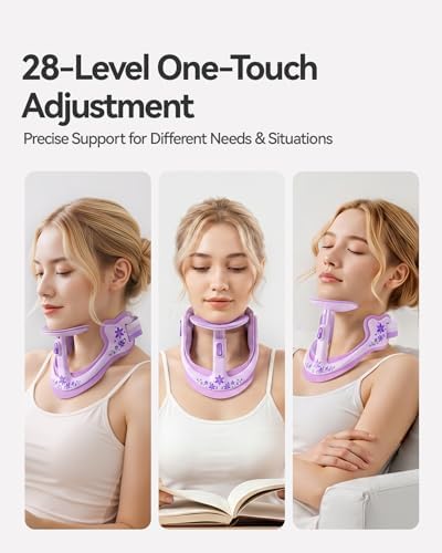 Neck Posture Corrector, Adjustable Cervical Collar for Pain Relief, Purple