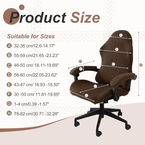 PATIKIL 1 Set Office Chair Cover, Desk Chair Cover Stretchable Universal Computer Seat Slipcover Large with Armrest Covers Zipper for Rolling Office Chairs Home Desk Seat, Dark Brown