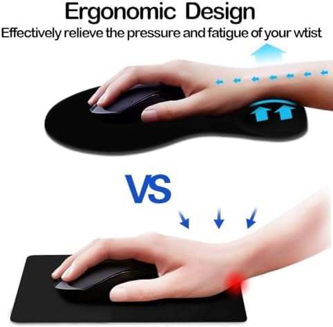 DOOKE Ergonomic Mouse Pad with Wrist Support and,Mouse Pads with Non-Slip PU Base for Home Office Working Studying Easy Typing & Pain Relief Black