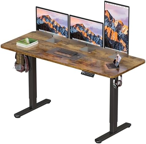 BIZUM Electric Standing Desk 60 x 24 Inch Computer Desk-Gaming Desk Rustic Brown Home Office Desks Height Adjustable Memory Stand Up Computer Workstation