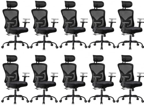 Marsail Ergonomic Office Chair Ergonomic Gaming Chair with Lumbar Support, 2D Headrest, Adjustable Armrests, Contoured Seat Cushion, Computer Desk Chair with Wheels for Home and Office, Pack of 10