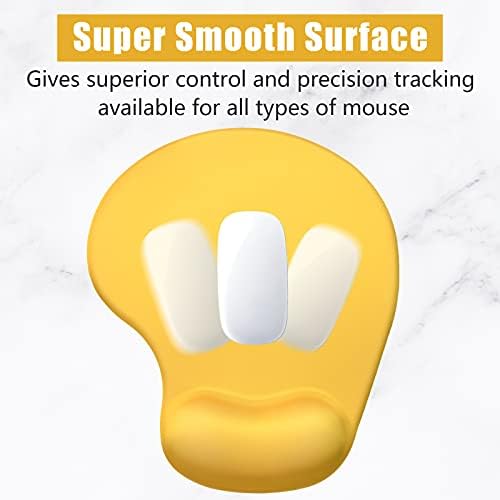 Hsurbtra Ergonomic Mouse Pad with Wrist Rest Support, Gel Mouse Pads with Non-Slip PU Base, Pain Relief Memory Foam Computer Mat, Cute Office Supplies Desk Decro Accessories, Apricot Yellow