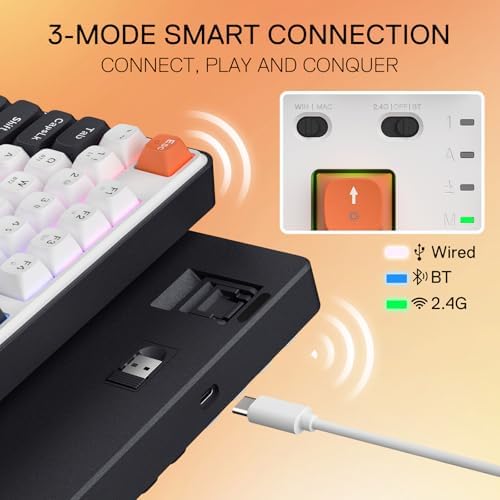 Redragon K689 PRO Wireless 108-Key Gasket RGB Gaming Keyboard, 4 Hotkeys