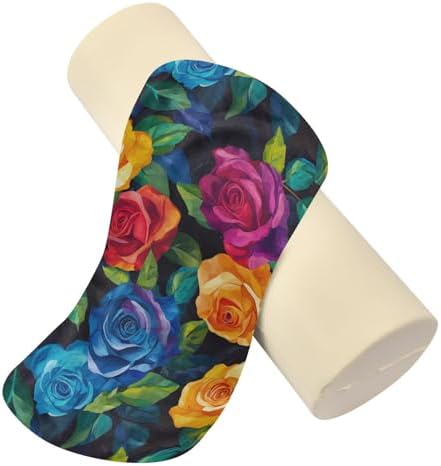 Black Vivid Colorful Roses decorative Bed Neck Roll Pillow Roller Pillow For Neck Massage Table Cushion Pad Foam Lumbar Support For Bed almohada para yoga