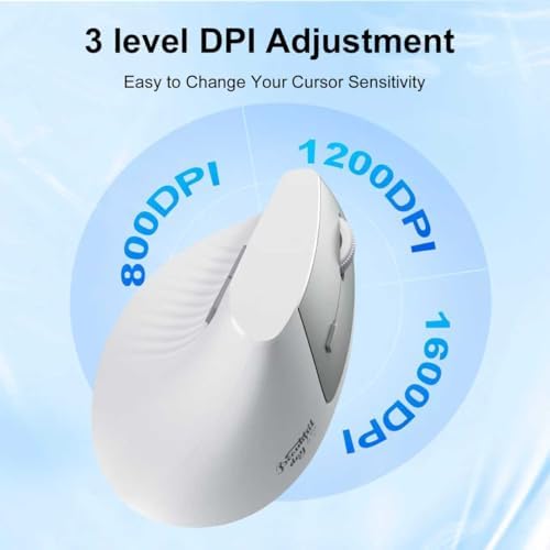 Ergonomic Mouse, Wireless Bluetooth Vertical Mouse, Rechargeable, USBC & Bluetooth 5.0/3.0 & 2.4G Connect, Easy to use, Cordless, Quiet Clicks, 6 Buttons for Laptop, Desktop, PC, Mac, Computer