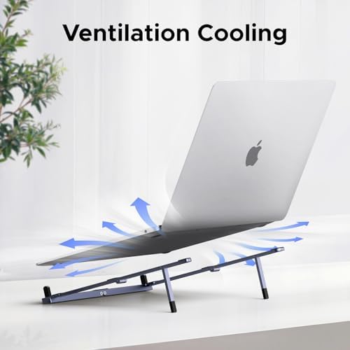UGREEN Portable Laptop Stand, Foldable & Compact Aluminum Computer Stand Holder for Desk, Adjustable Ergonomic Laptop Riser for MacBook, Travel-Friendly for 10-17 Inch Laptops