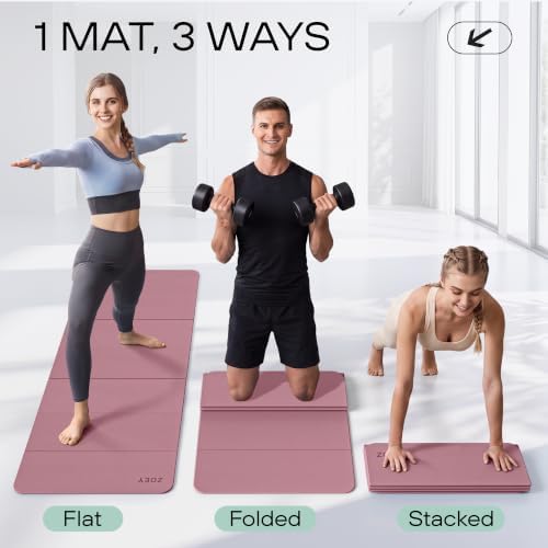 ZOEY 7-Fold Foldable Yoga & Exercise Mat, 74.8x31.5 Extra Wide 31.5 Inch XL Extra Large Lightweight Mat, Folding Pilates Stretching Mat, Anti-Slip Double Non Slip Noise Reducing Hot Yoga Mat, Odorless Non Toxic Eco TPE Workout Mat for Beginners Women M...