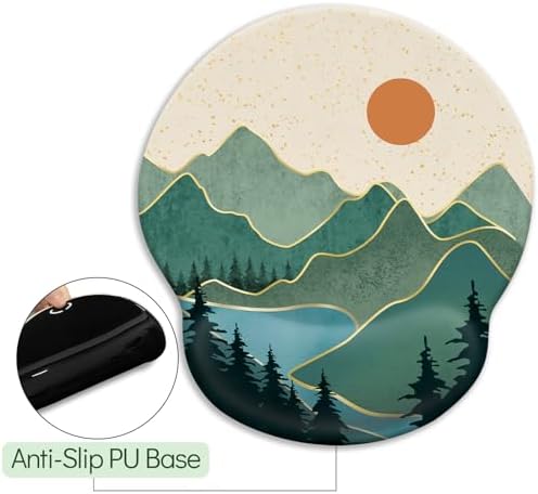 LIMKRIAN Ergonomic Mouse Pad with Wrist Rest, Sunrise Mountain Desk Decor
