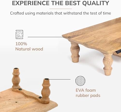 Anji Mountain Monitor Stand for Desk - Desktop Organizer & Laptop Riser, Ergonomic Monitor Riser, Space-Saving, Durable, Easy Assembly & Ideal for Home & Office,Natural, 24-Inch, Pro Edition