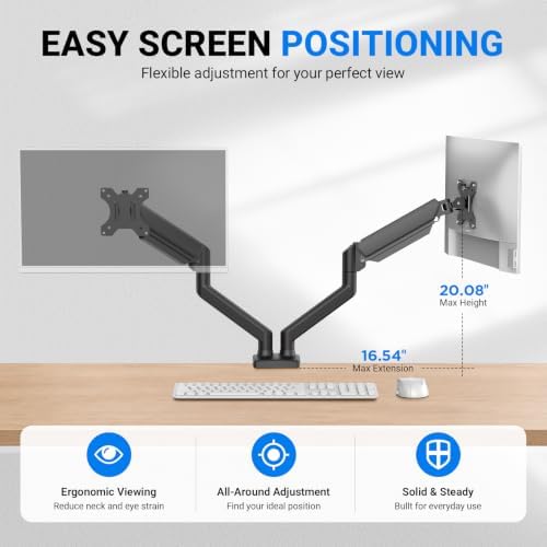GRIFEMA Gas Spring Monitor Mount for 13-32″, Dual Monitor Arm, Easy Install