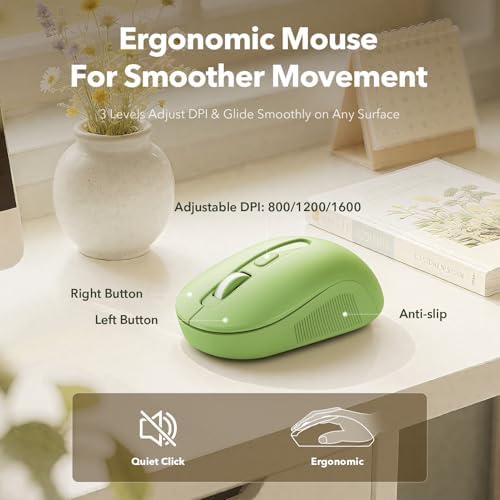 Wireless Keyboard and Mouse Combo, Round Keycap, Magnetic Wrist Rest, Green