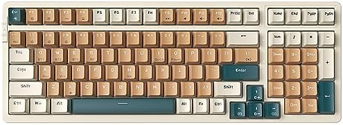 Merdia Wireless Mechanical Keyboard, Triple Mode 2.4G/USB-C/BT Gaming Keyboards 100 Keys RGB Backlit, Blue Switch Keyboard | Rechargeable Mechanical Gaming Keyboards | Brown Combo