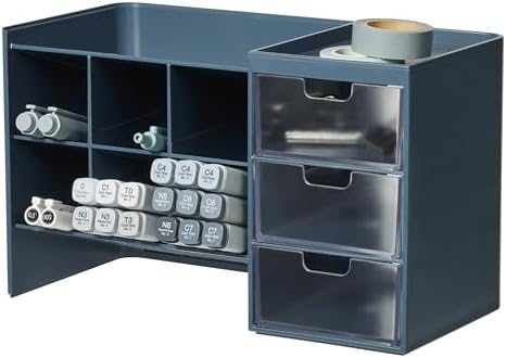 Blue Ginkgo Stackable Desk & Pen Organizer, Blue, Made in Korea