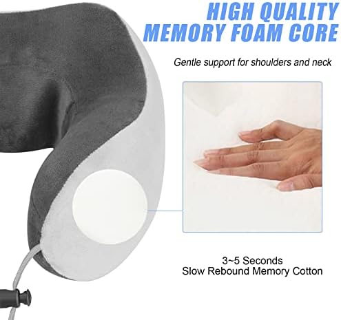 Travel Neck Pillow/Electric Neck Massager with Heating, Memory Foam Pillow for Neck Pain Relief, Neck Support Pillow for Airplane, Car, Office, Gift (Grey)