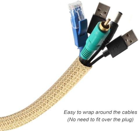 Cable Management Sleeve, Split Design, 25FT - 1/2 Inch, Beige