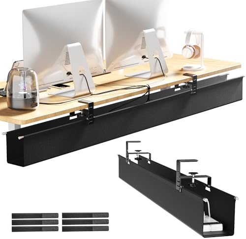 Cinati 49.2" Under Desk Cable Management Tray, Large Fabric Cord Organizer