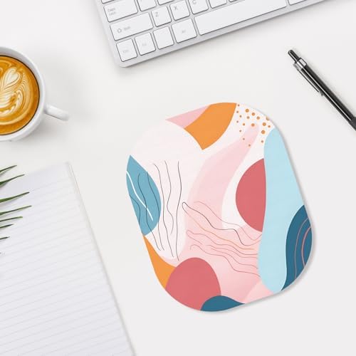 Small Mouse Pad, 6 x 7 Inch, Oval Mini Mouse Pad with Non-Slip Rubber Base for Laptop Wireless Mouse Keyboard Tray Mousepad, Color Abstract