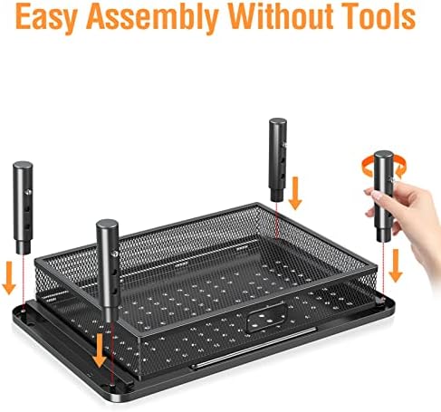ELIVED 2 Pack Monitor Stand Riser with Metal Drawer, 3 Height Adjustable