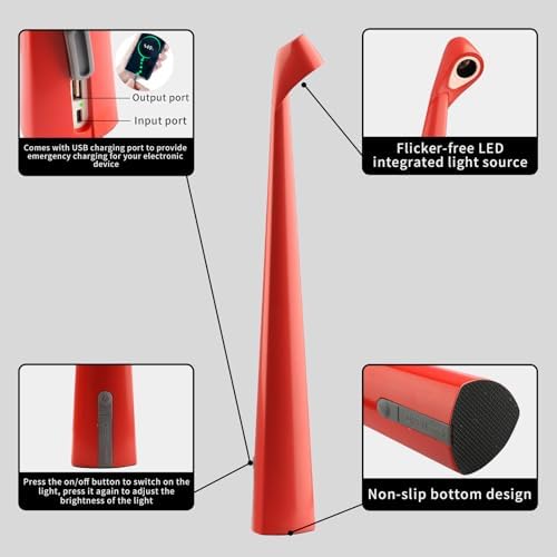HAPYGI Cordless Rechargeable Reading Metal Table Lamp, 3-Level Brightness