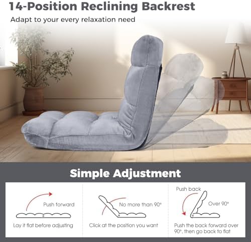 COSTWAY Floor Chair, 14 Positions Adjustable Floor Gaming Chair