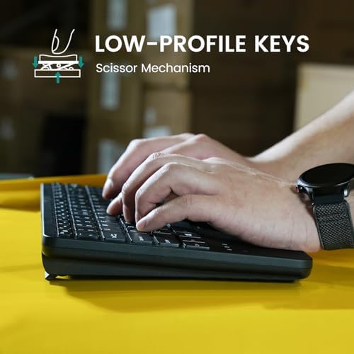 Perixx PERIBOARD-725 Wireless Keyboard with Touchpad - Multi-Device Connection with 2.4G and Bluetooth - Silent Scissor Keys - 11.18x7.17x1.1 Inches Dimension - US English