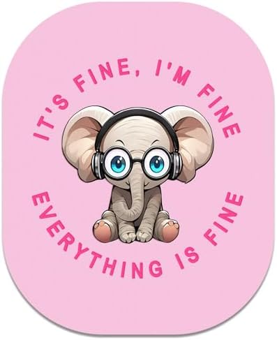 Small Mouse Pad, 6 x 7 Inch, Oval Mini Mouse Pad with Non-Slip Rubber Base for Laptop Wireless Mouse Keyboard Tray Mousepad, Cartoon Elephants